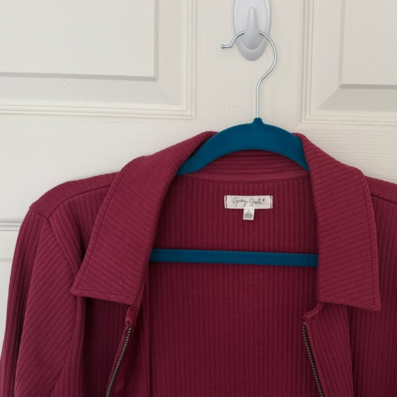 Grey State Deep Red Ribbed Jacket - Picture 6 of 13